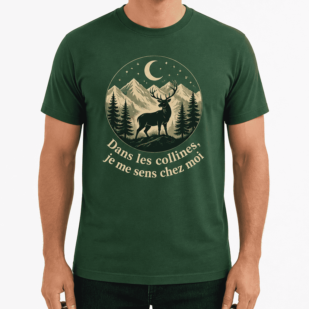 T-shirt chasseur – Dans les collines, je me sens chez moi