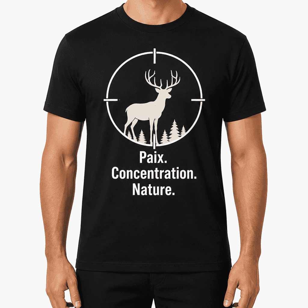 T-shirt chasseur – Paix. Concentration. Nature.