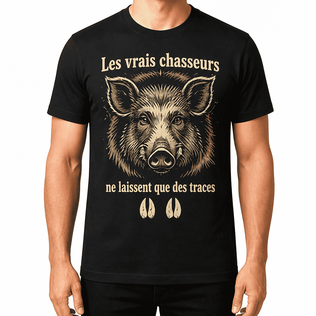 T-shirt chasseur – Les vrais chasseurs ne laissent que des traces