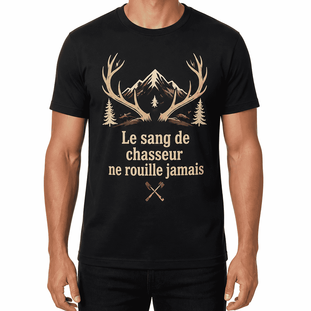 T-shirt chasseur – Le sang de chasseur ne rouille jamais