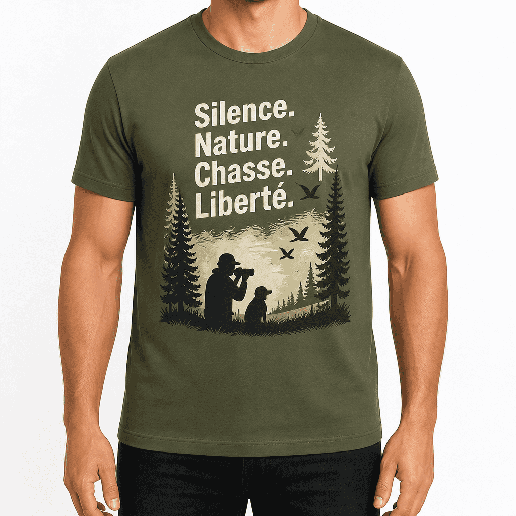 T-shirt chasseur – Silence. Nature. Chasse. Liberté.