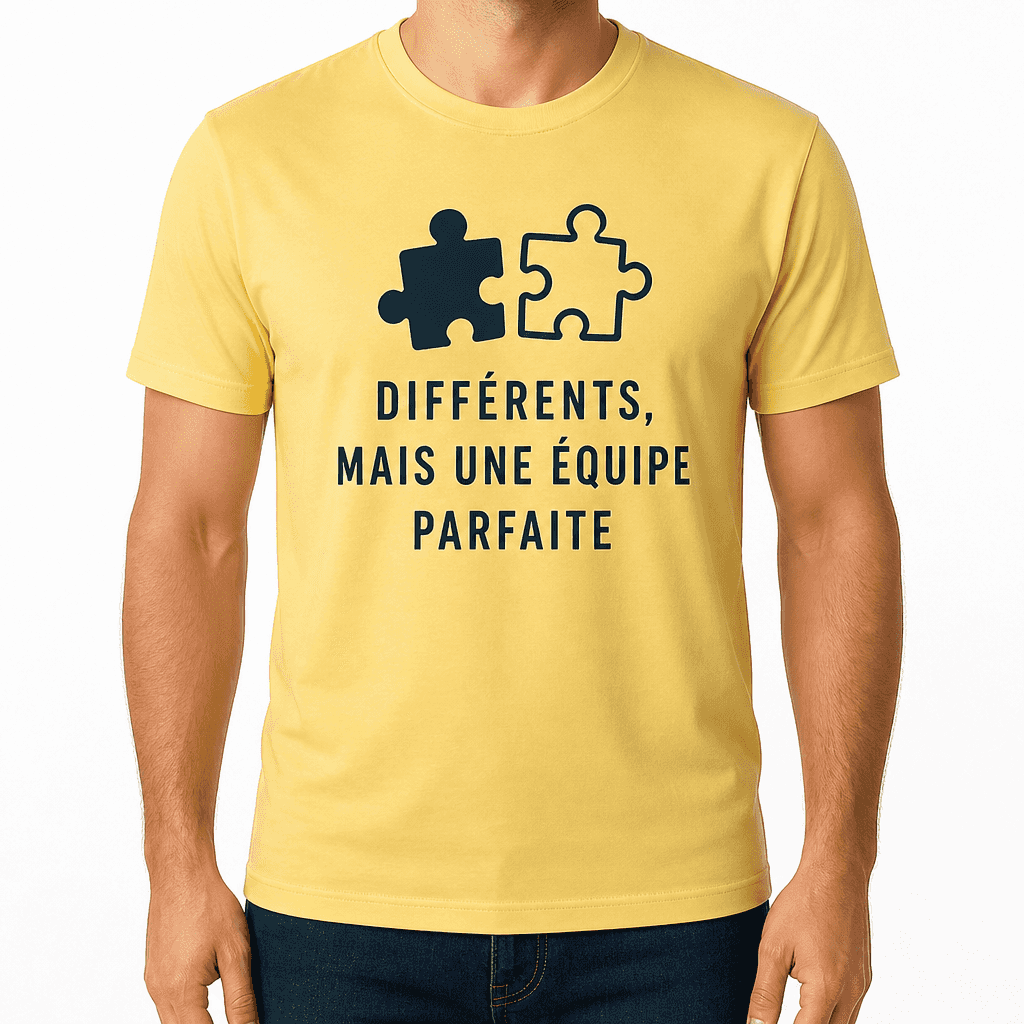 T-shirt pour collègue – DIFFÉRENTS, MAIS UNE ÉQUIPE PARFAITE