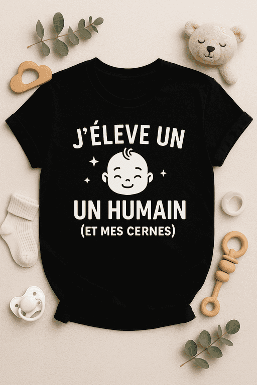 J’élève un humain (et mes cernes) - T-shirt humour parental