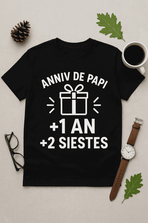 T-shirt Anniv de Papi : +1 an, +2 siestes
