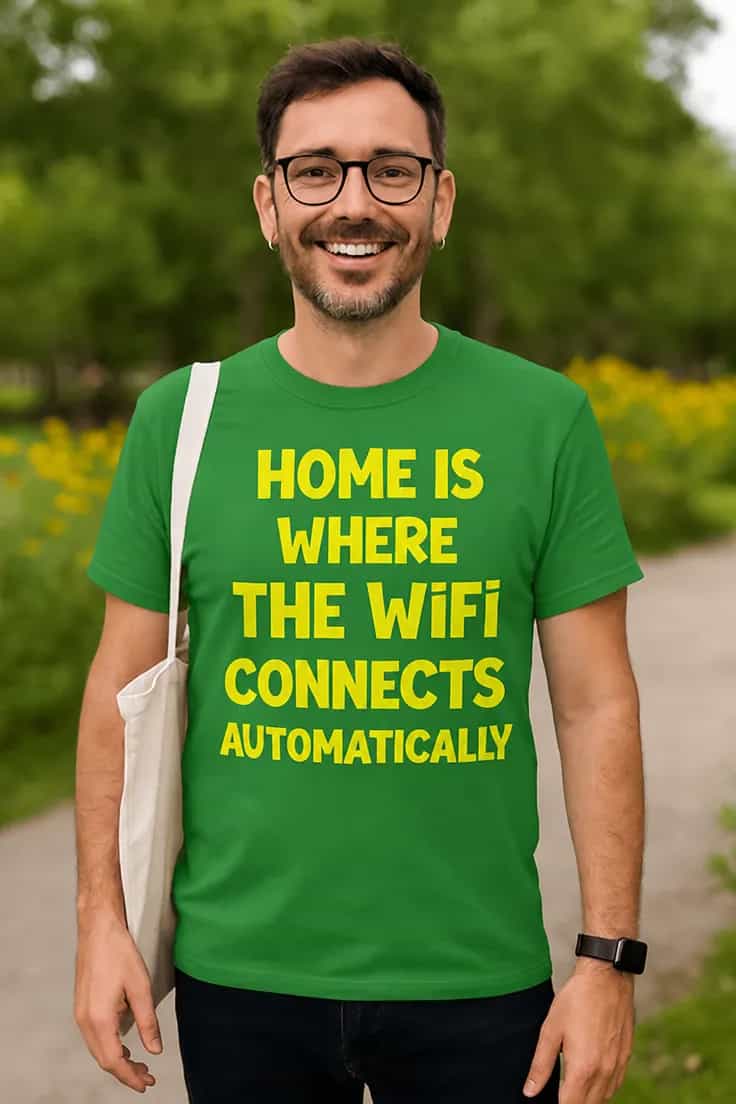 T-shirt humoristique Wifi à la maison - HOME IS WHERE