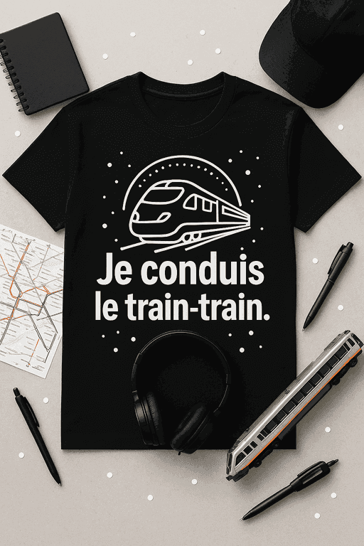 T-shirt Je conduis le train-train
