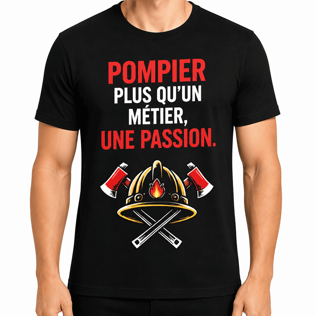 T-shirt pompier – Pompier plus qu’un métier, une passion.