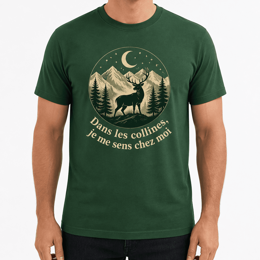 T-shirt chasseur – Dans les collines, je me sens chez moi