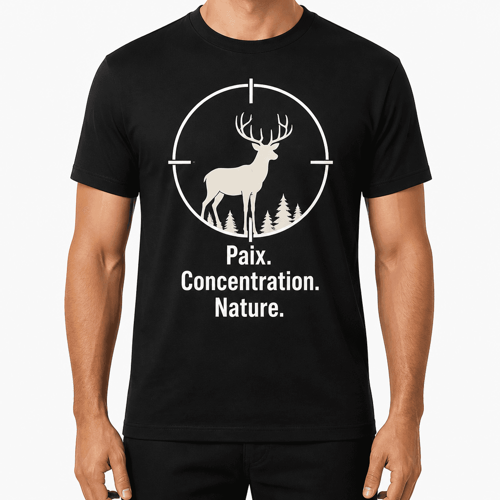 T-shirt chasseur – Paix. Concentration. Nature.