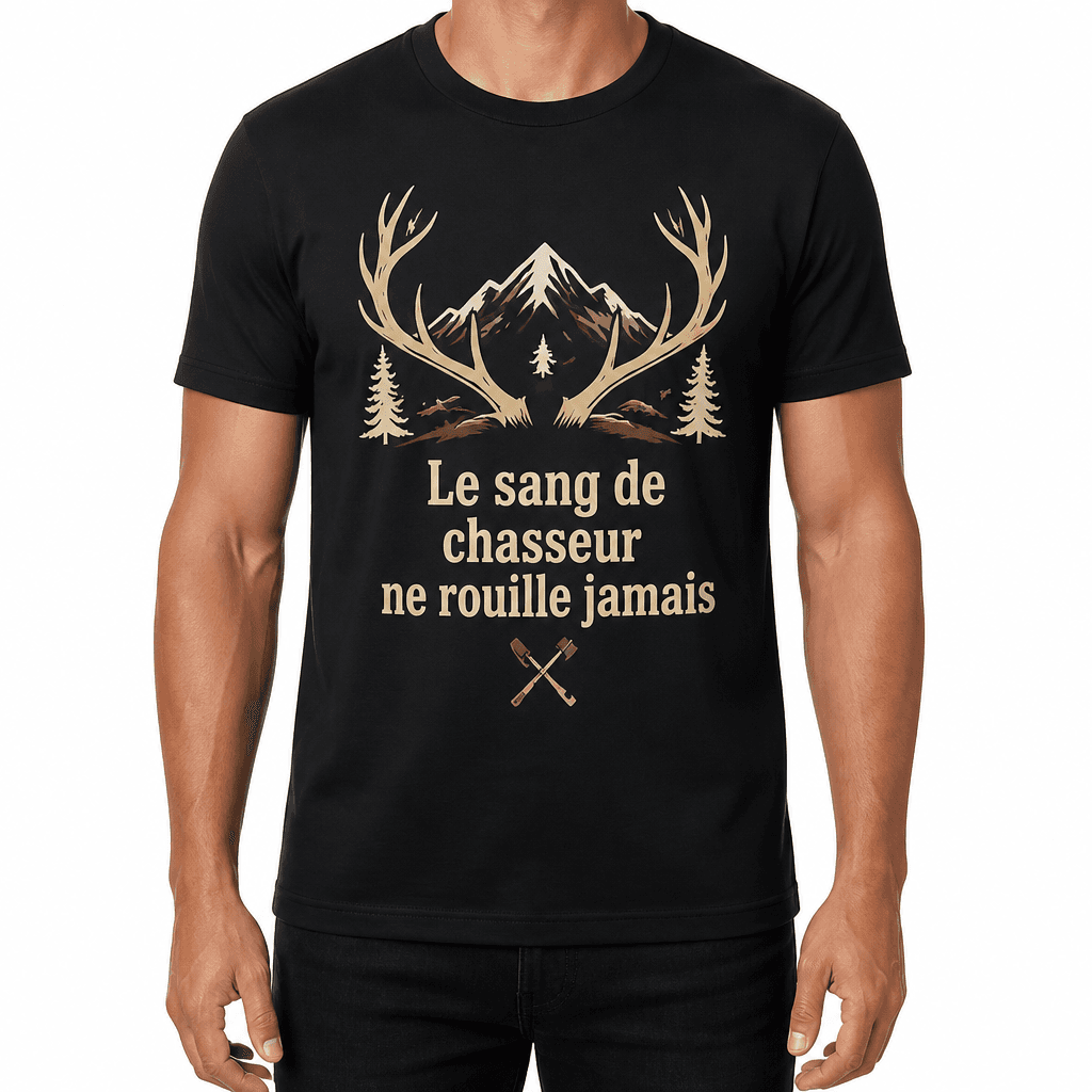 T-shirt chasseur – Le sang de chasseur ne rouille jamais