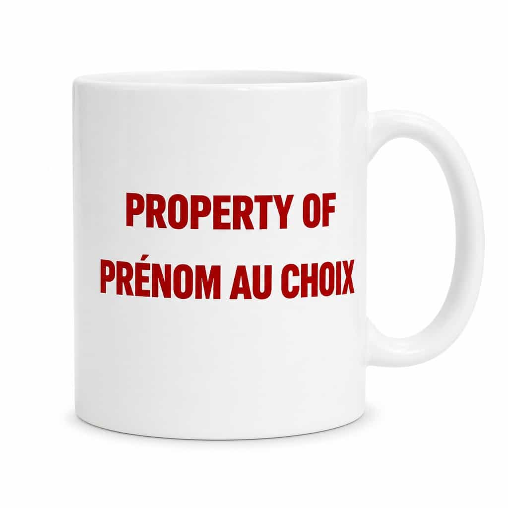 Mug humoristique Propriété avec prénom personnalisé