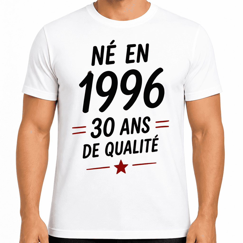 T-shirt 30 ans â NĂ© en 1996 30 ans de qualitĂ©