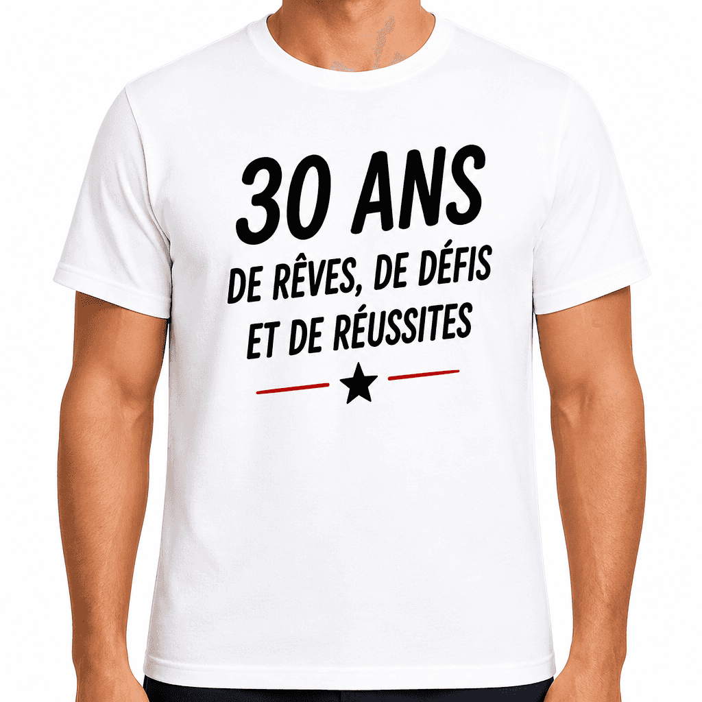 T-shirt 30 ans â 30 ans de rĂȘves, de dĂ©fis et de rĂ©ussites