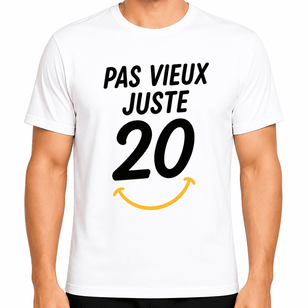 T-shirt 20 ans â Pas vieux juste 20
