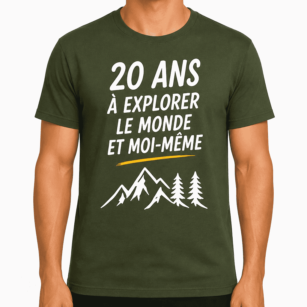 T-shirt 20 ans â 20 ans Ă explorer le monde et moi-mĂȘme