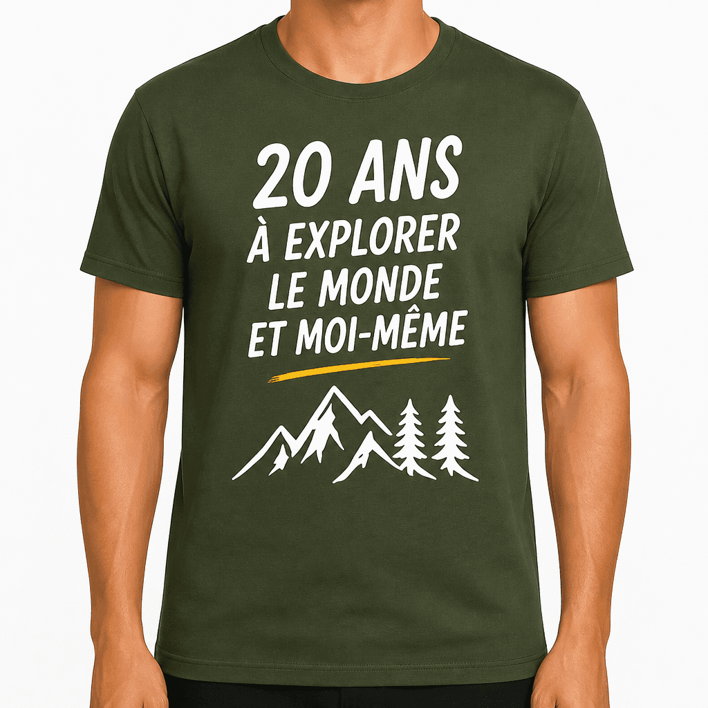 T-shirt 20 ans – 20 ans à explorer le monde et moi-même