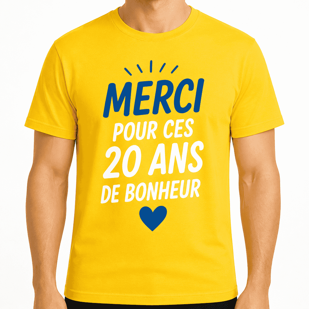 T-shirt 20 ans â Merci pour ces 20 ans de bonheur