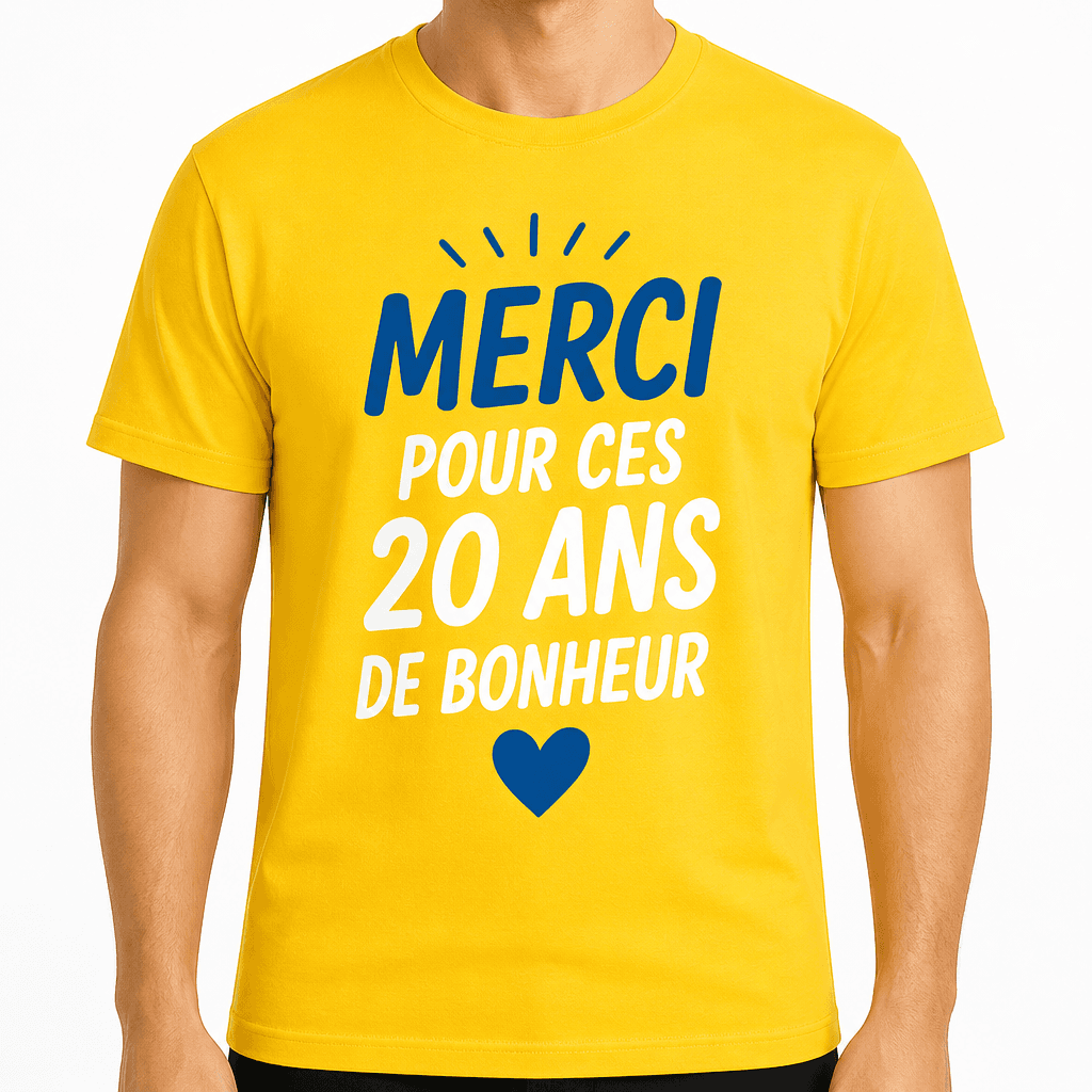 T-shirt 20 ans – Merci pour ces 20 ans de bonheur