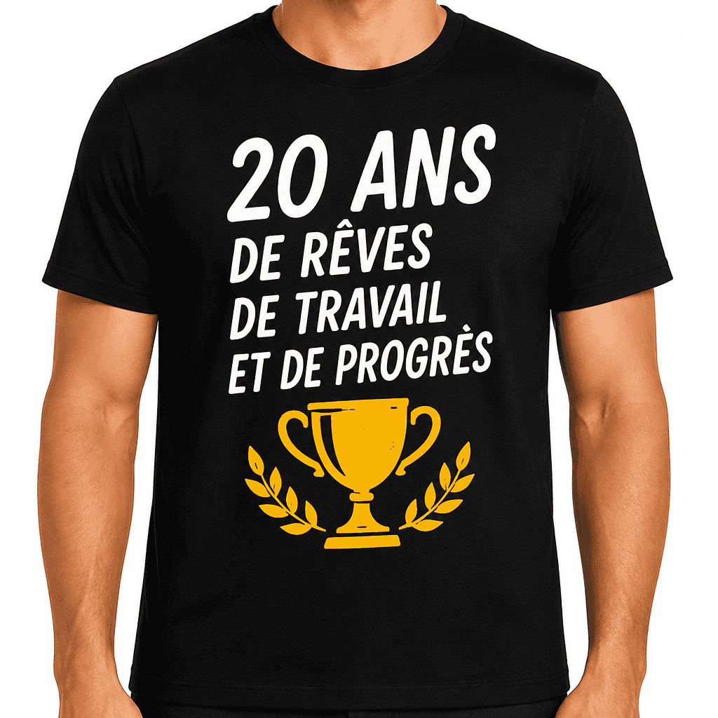T-shirt 20 ans â 20 ans de rĂȘves de travail et de progrĂšs