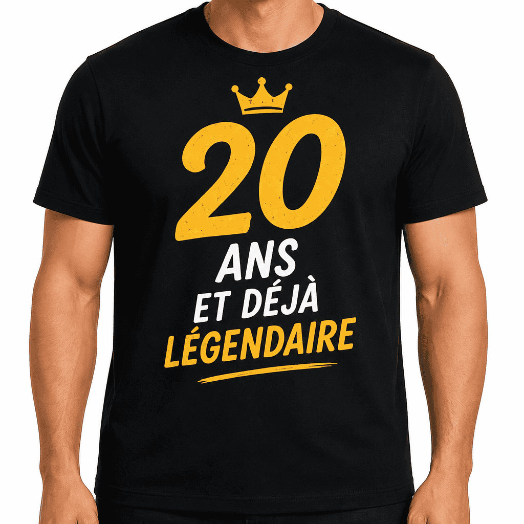 T-shirt 20 ans â 20 ans et dĂ©jĂ lĂ©gendaire