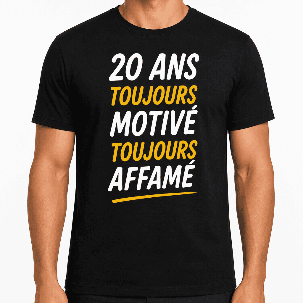 T-shirt 20 ans â 20 ans toujours motivĂ© toujours affamĂ©