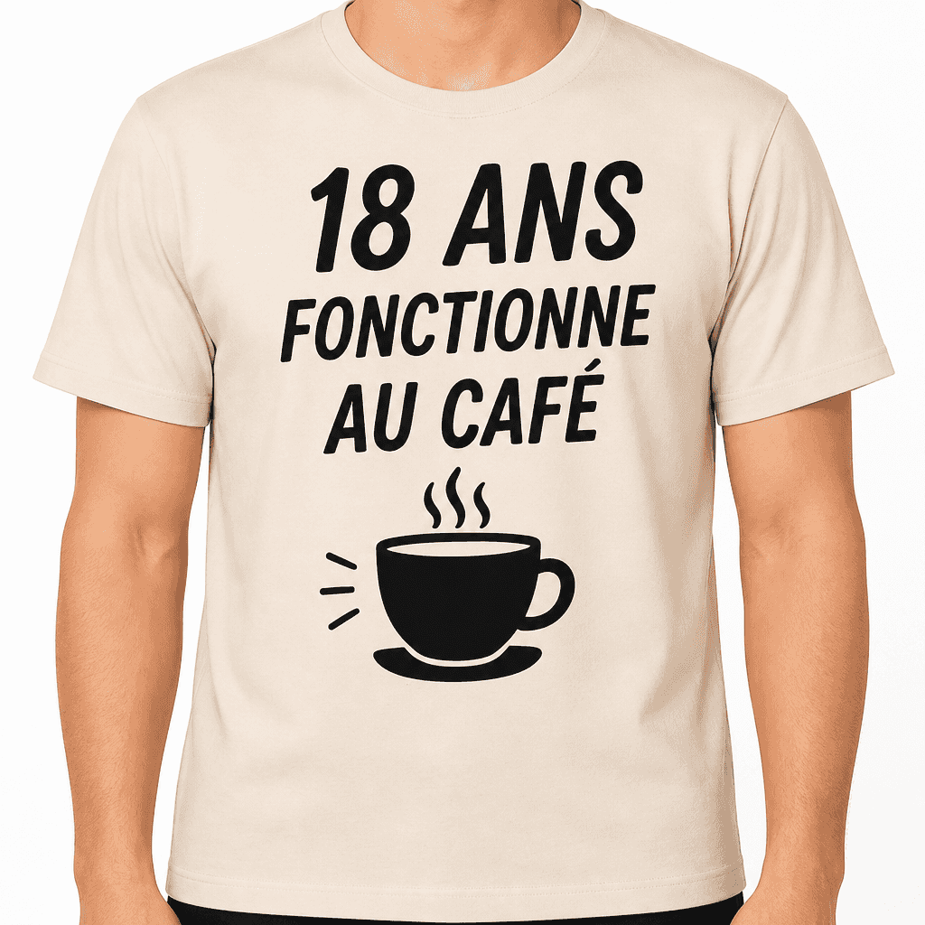 T-shirt 18 ans â 18 ans fonctionne au cafĂ©