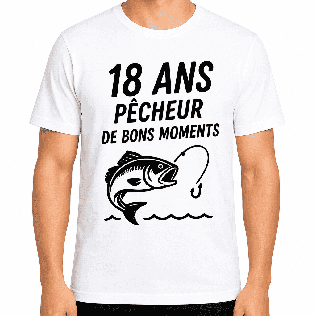 T-shirt 18 ans â 18 ans pĂȘcheur de bons moments