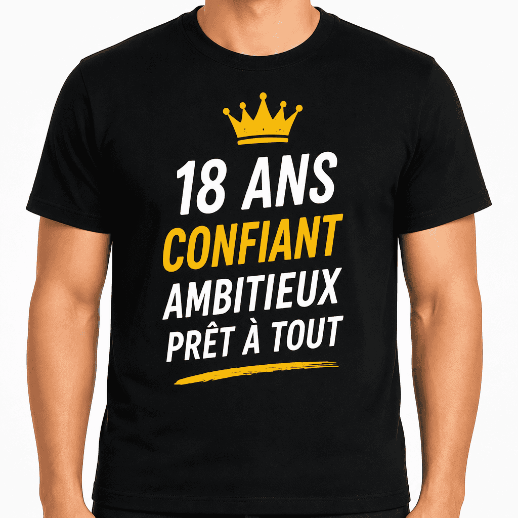 T-shirt 18 ans â 18 ans confiant ambitieux prĂȘt Ă tout
