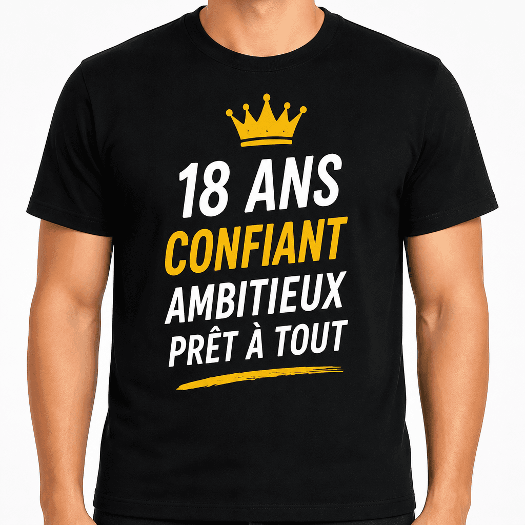 T-shirt 18 ans – 18 ans confiant ambitieux prêt à tout