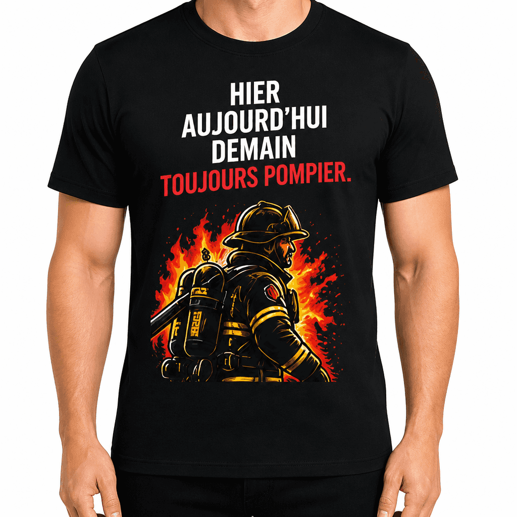 T-shirt pompier – Hier aujourd'hui demain toujours pompier.