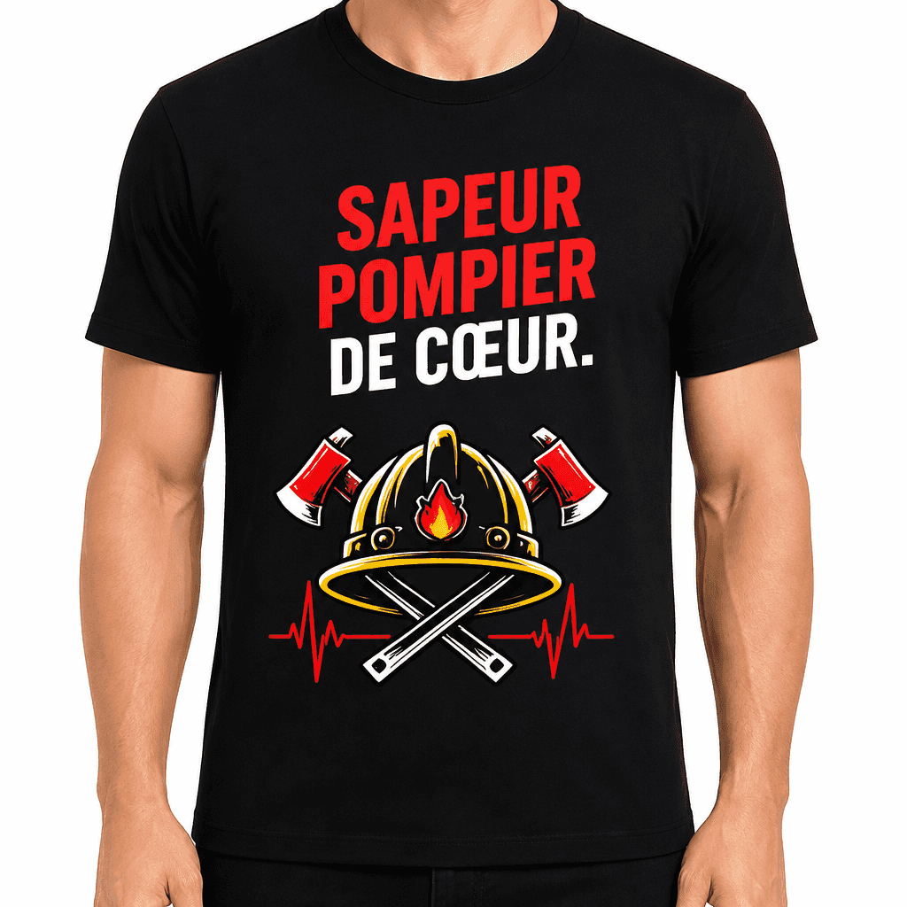 T-shirt pompier – Sapeur pompier de cœur.