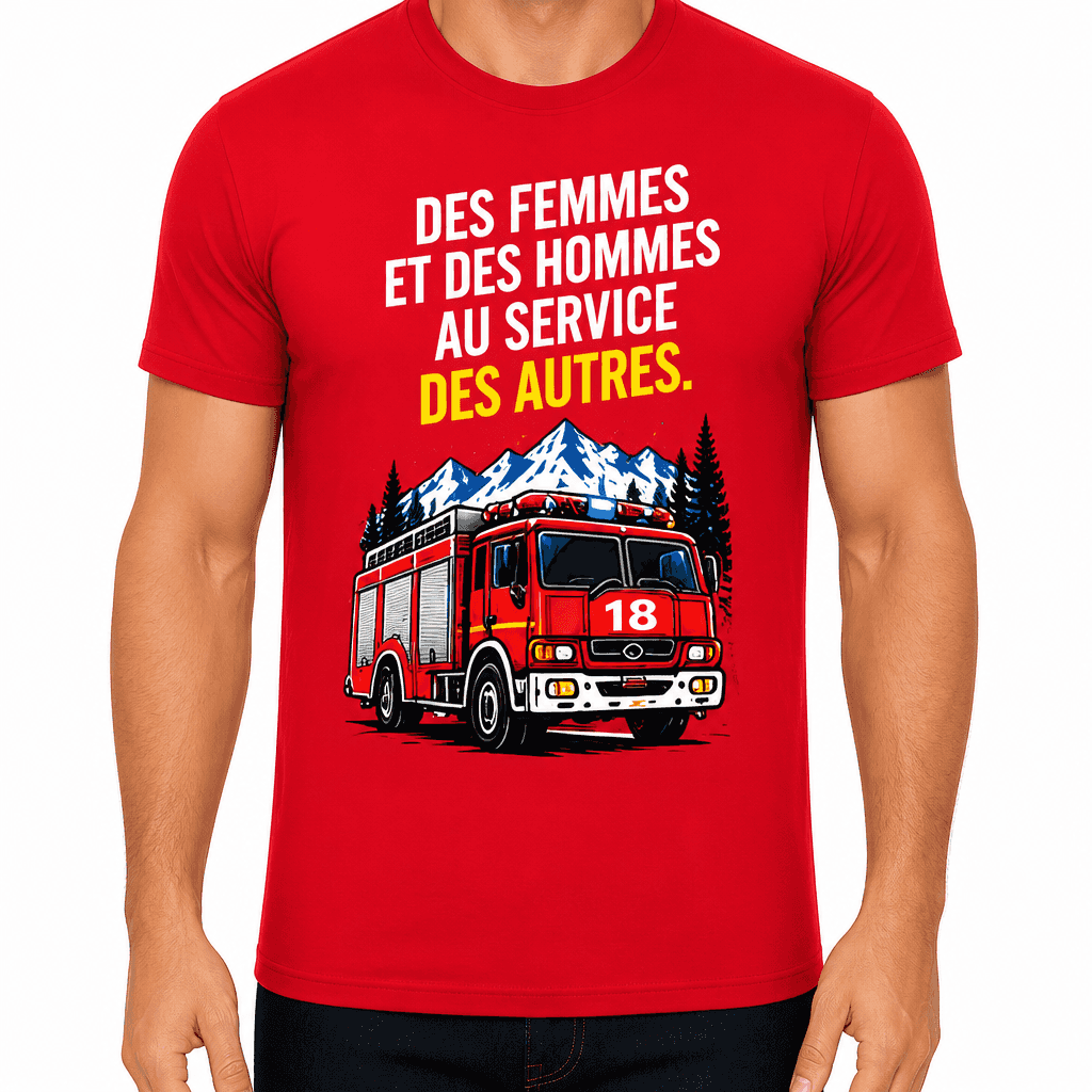 T-shirt pompier – Des femmes et des hommes au service des autres.