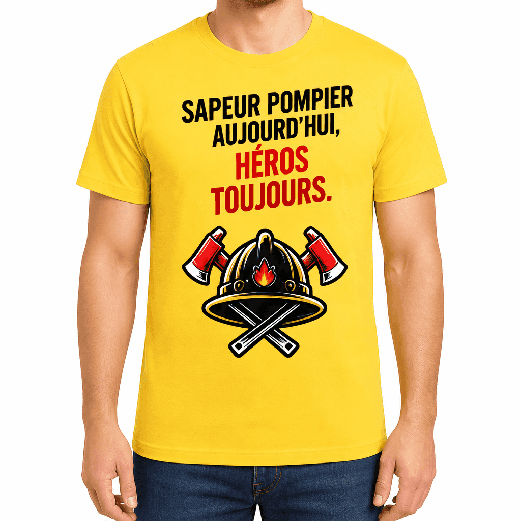 T-shirt pompier – Sapeur pompier aujourd'hui, héros toujours.