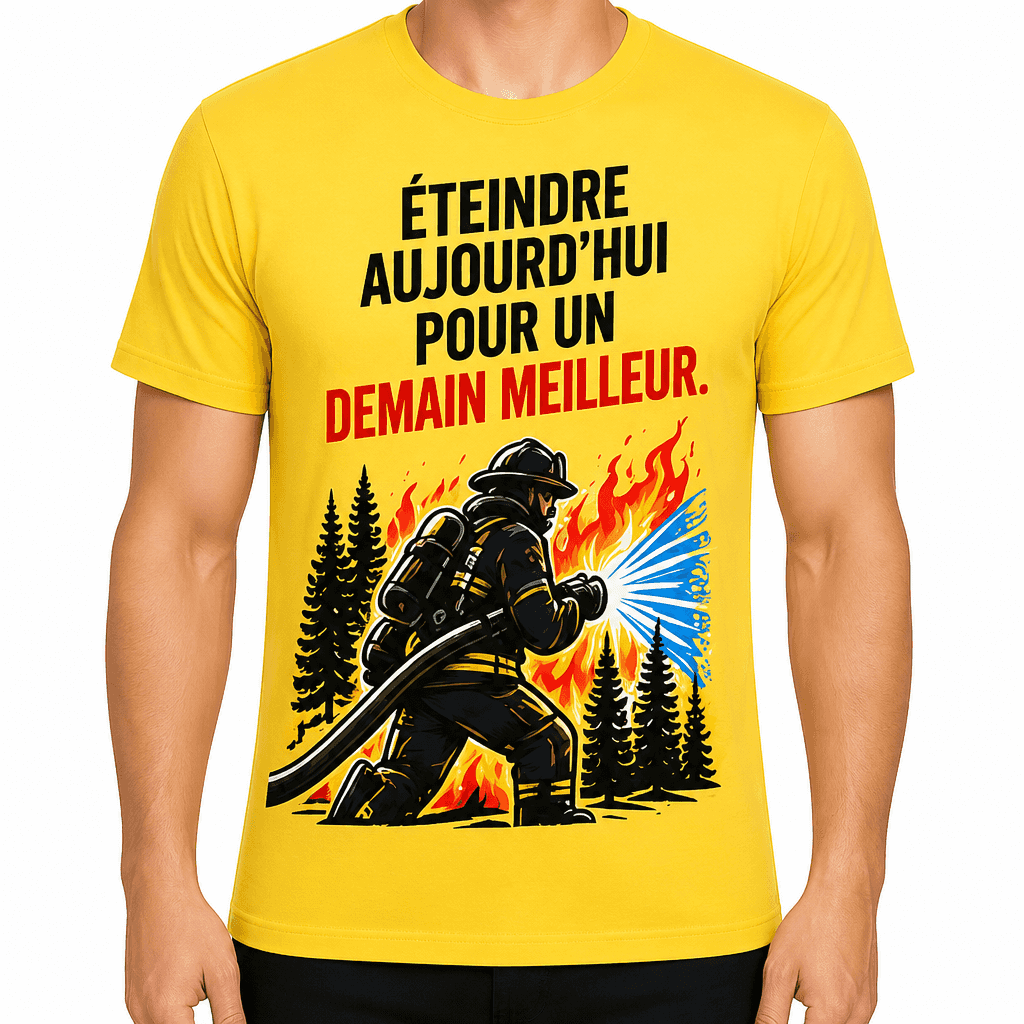 T-shirt pompier – Éteindre aujourd'hui pour un demain meilleur.