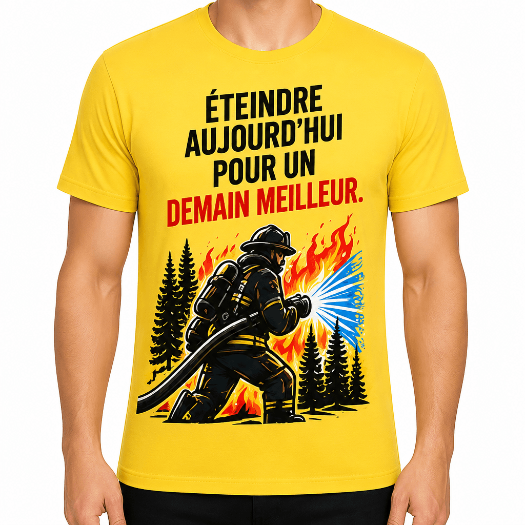 T-shirt pompier – Éteindre aujourd'hui pour un demain meilleur.