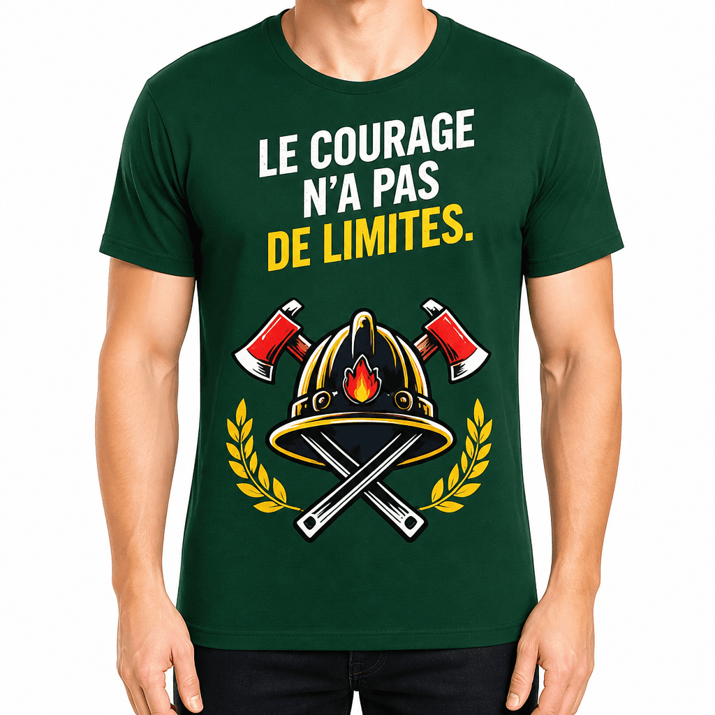 T-shirt pompier – Le courage n’a pas de limites.