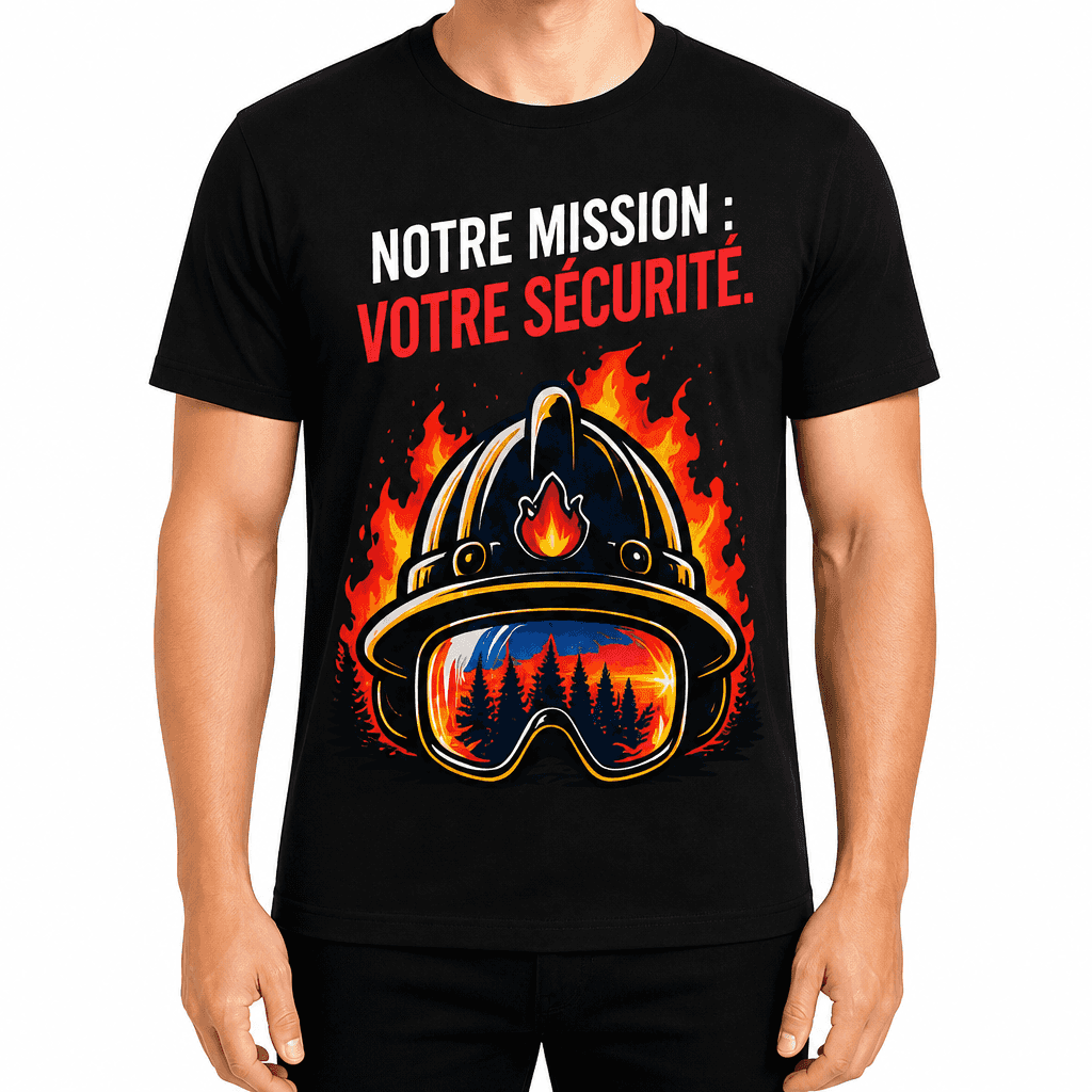 T-shirt pompier – Notre mission : votre sécurité.