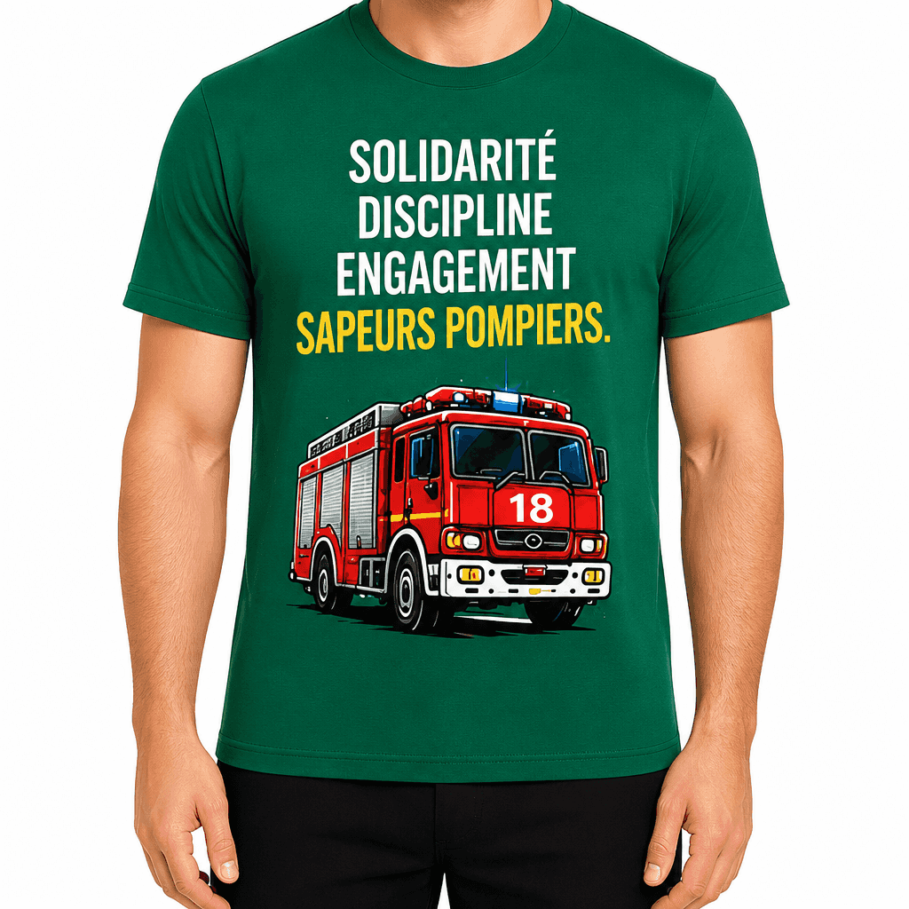 T-shirt pompier – Solidarité discipline engagement sapeurs pompiers.