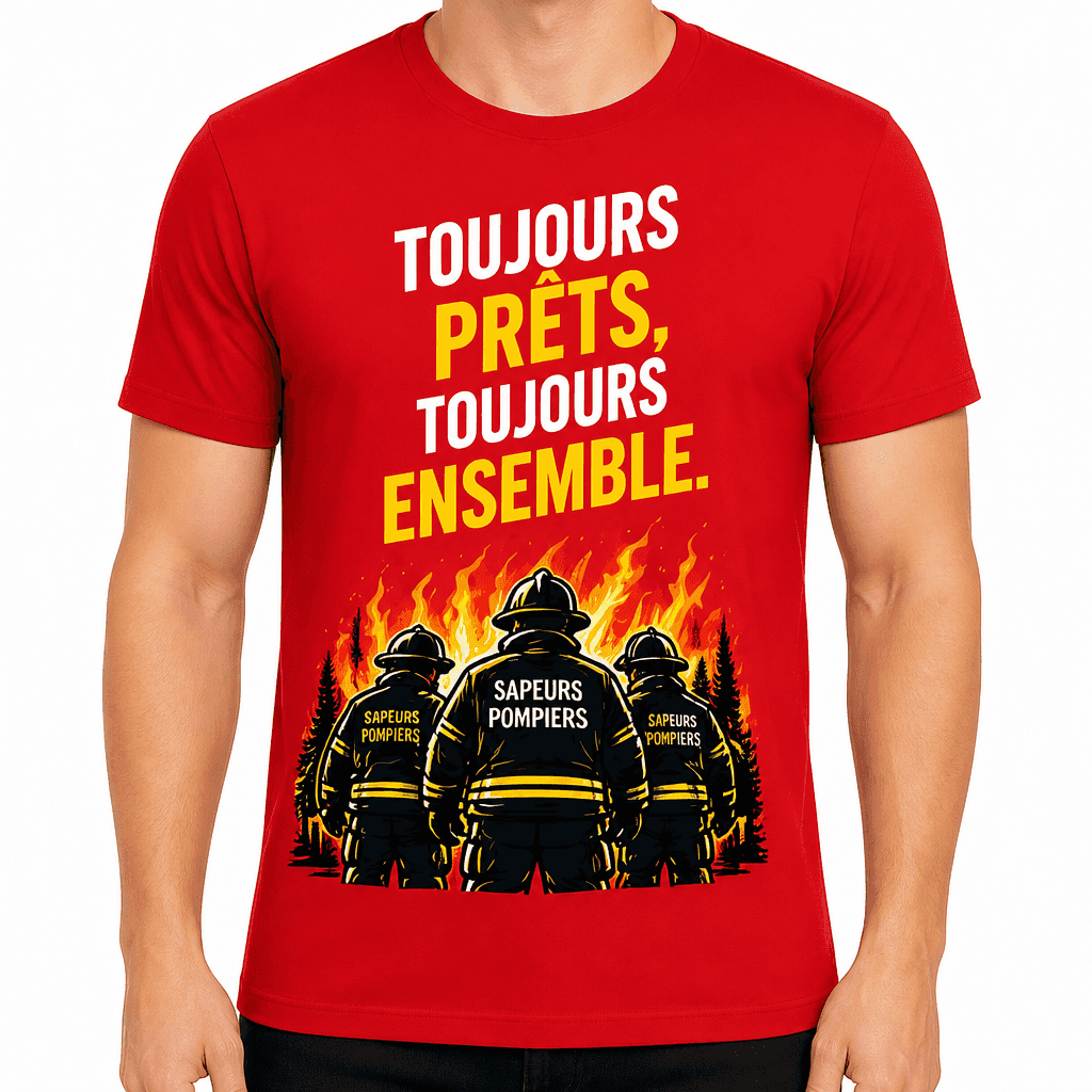 T-shirt pompier – Toujours prêts, toujours ensemble.