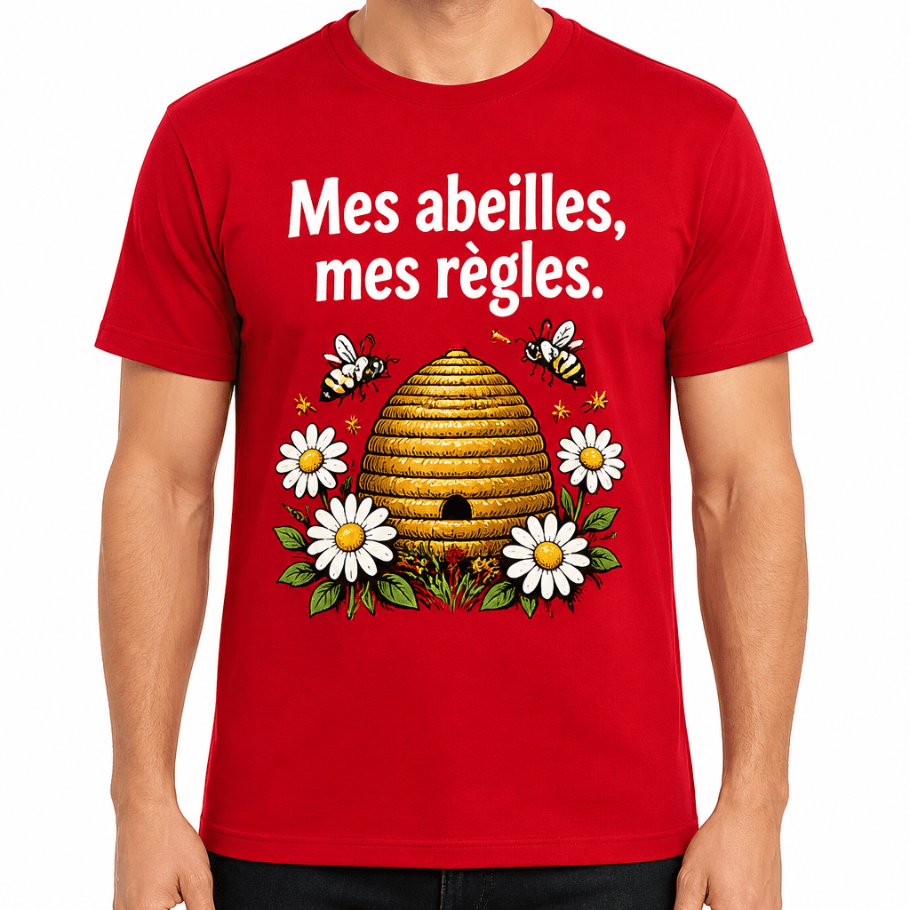 T-shirt apiculteur – Mes abeilles, mes règles.
