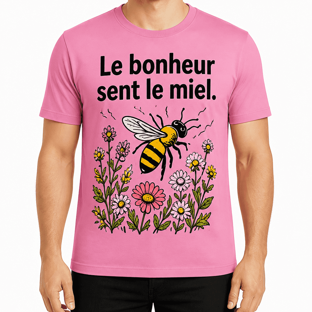 T-shirt apiculteur – Le bonheur sent le miel.