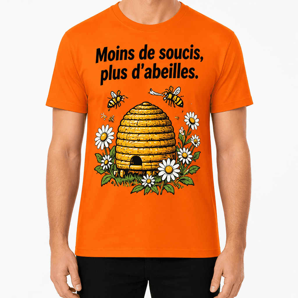 T-shirt apiculteur – Moins de soucis, plus d'abeilles.