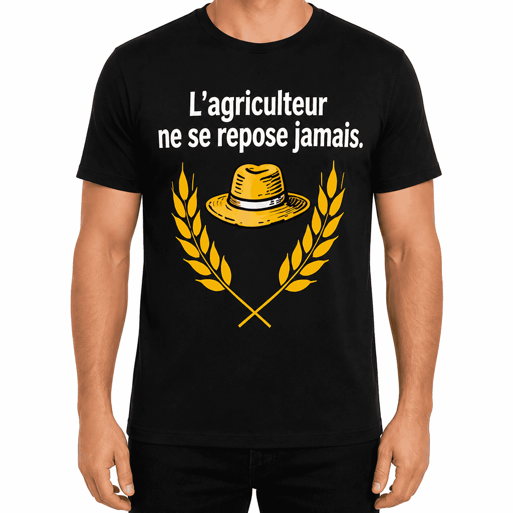 T-shirt agriculteur – L'agriculteur ne se repose jamais.