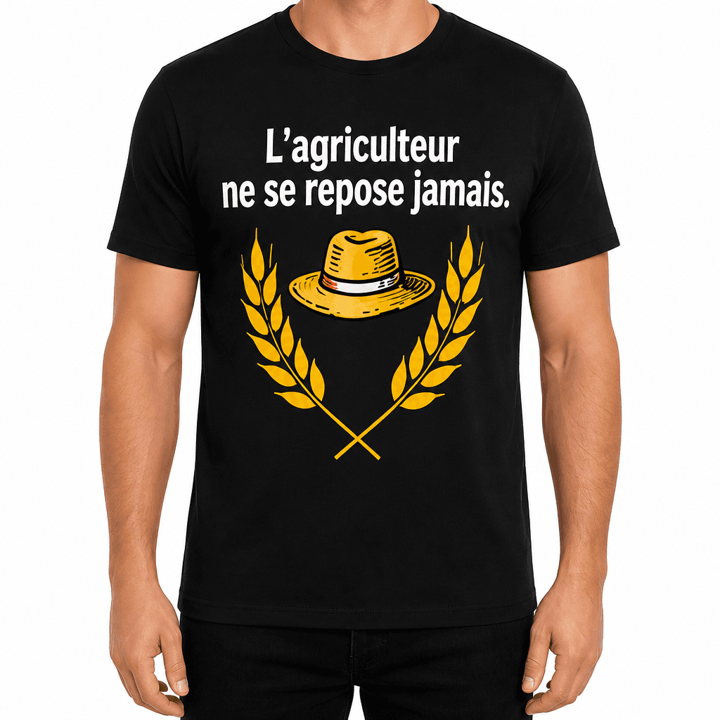 T-shirt agriculteur – L'agriculteur ne se repose jamais.