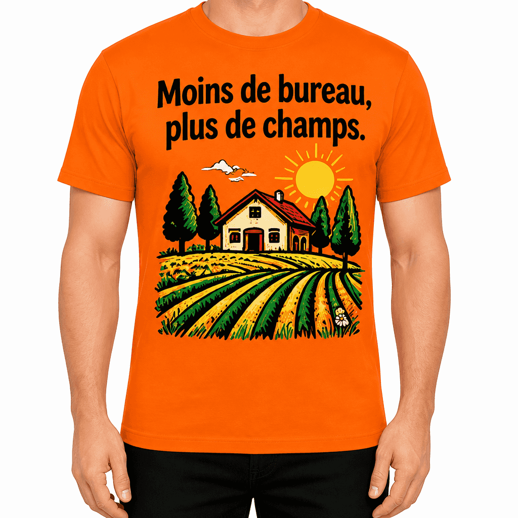 T-shirt agriculteur – Moins de bureau, plus de champs.