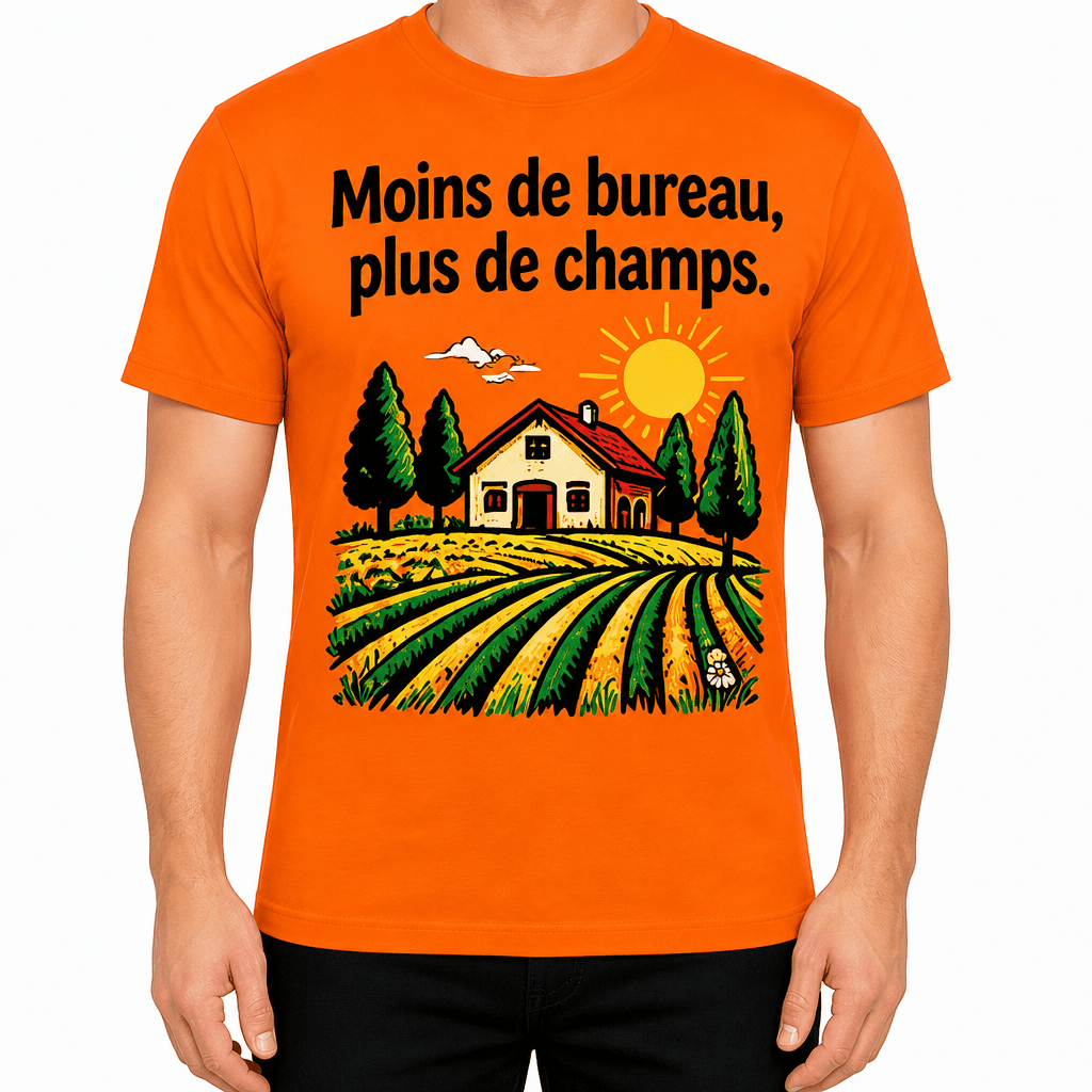 T-shirt agriculteur – Moins de bureau, plus de champs.
