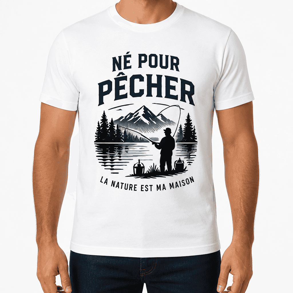T-shirt de pêcheur – NÉ POUR PÊCHER