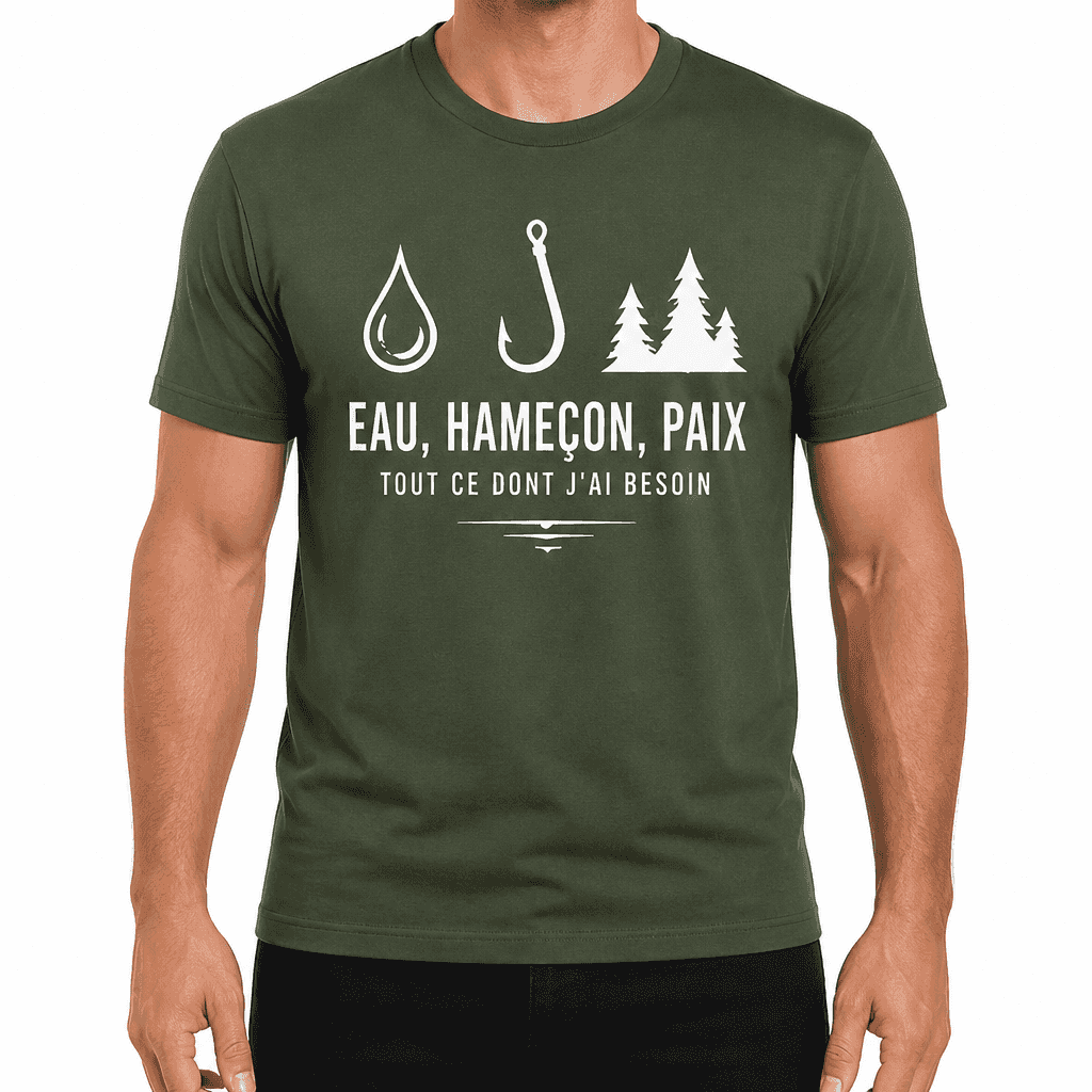 T-shirt de pêcheur – EAU, HAMEÇON, PAIX