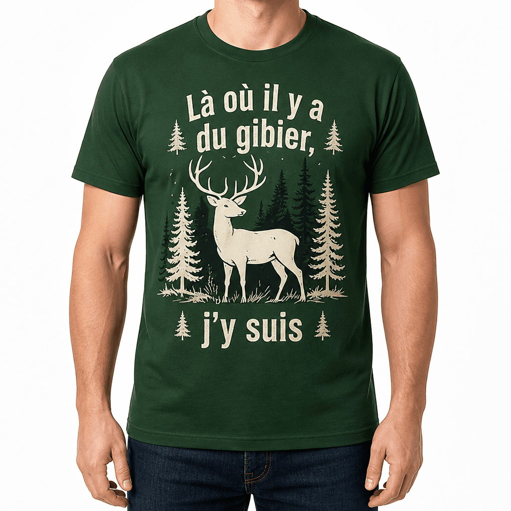 T-shirt chasseur – Là où il y a du gibier, j'y suis