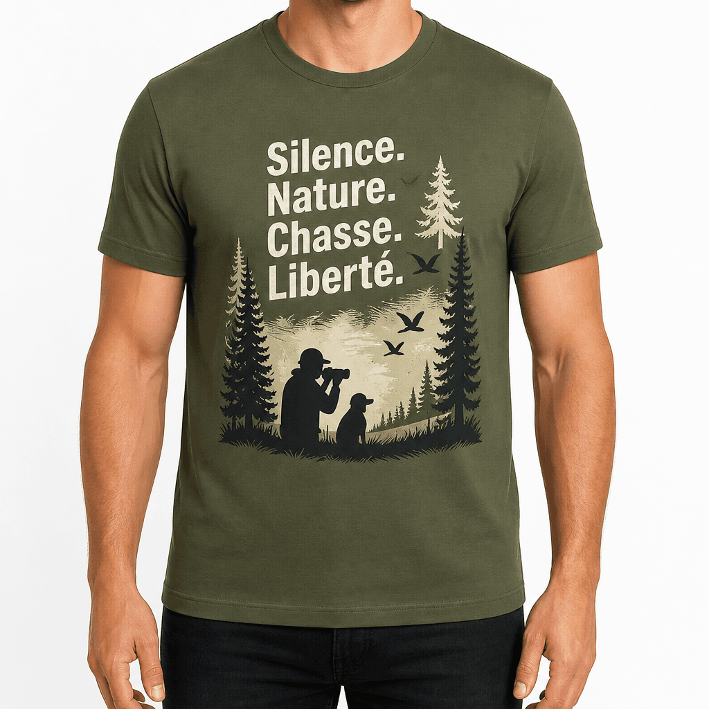 T-shirt chasseur – Silence. Nature. Chasse. Liberté.